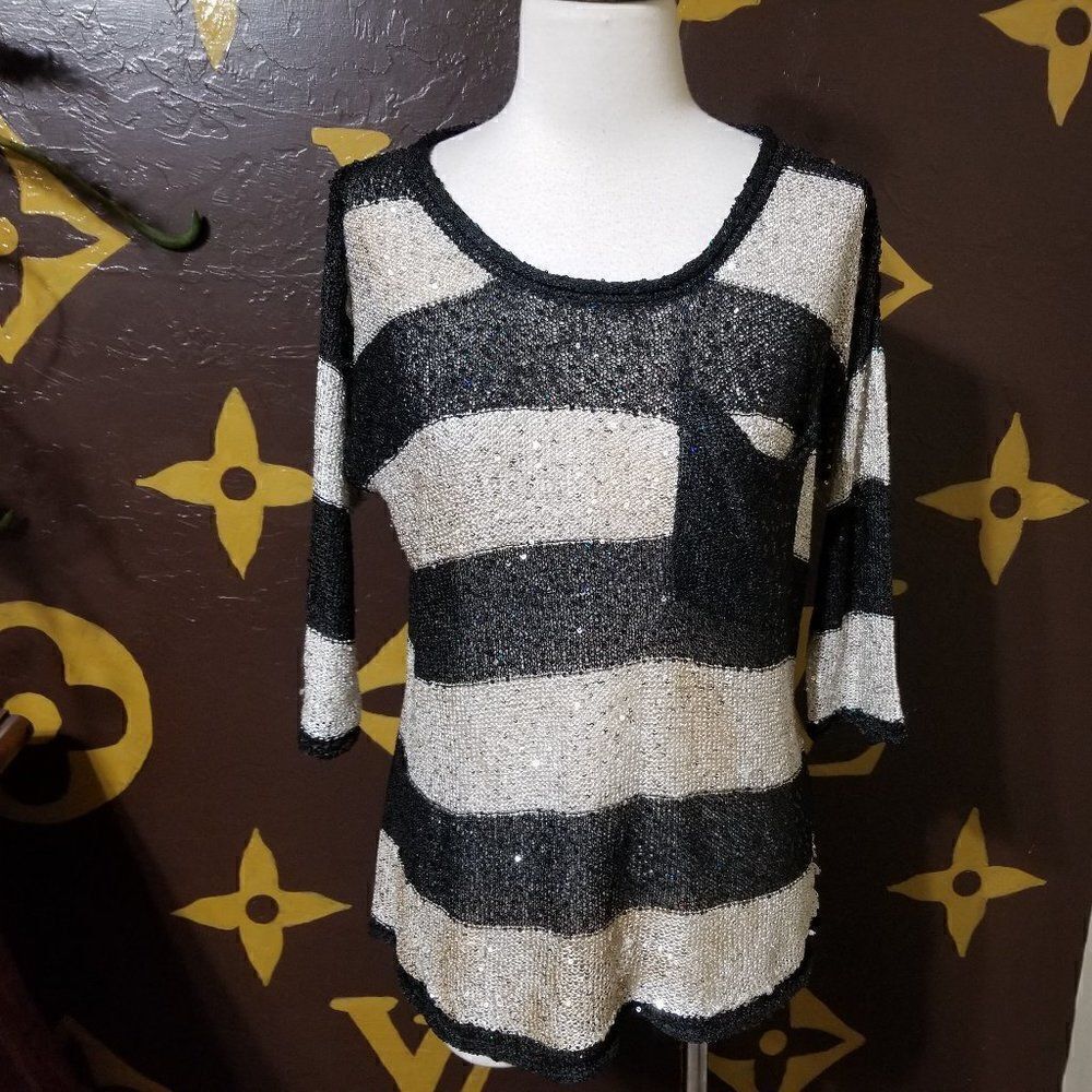 Belldini sparkly 3/4 sleeve tunic sweater size PS
